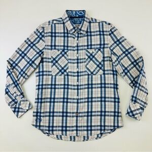 John Lennon blue checked casual button down cotton shirt Small